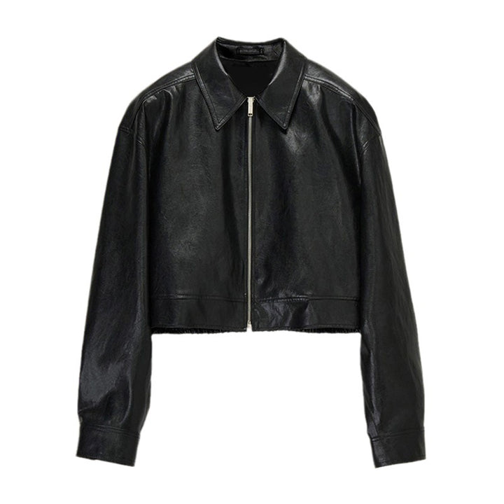 Veste en cuir pour femmes avec coupe décontractée et col moderne Chic & Stil