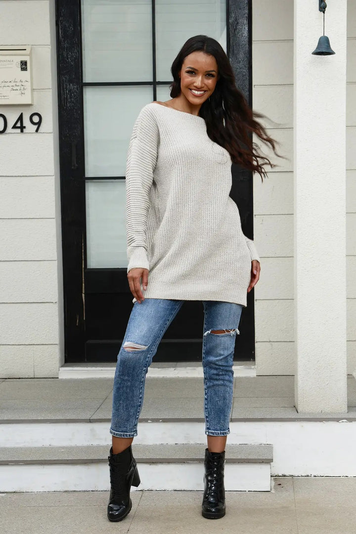 Pull en tricot pour femmes à coupe décontractée et surface structurée Chic & Stil