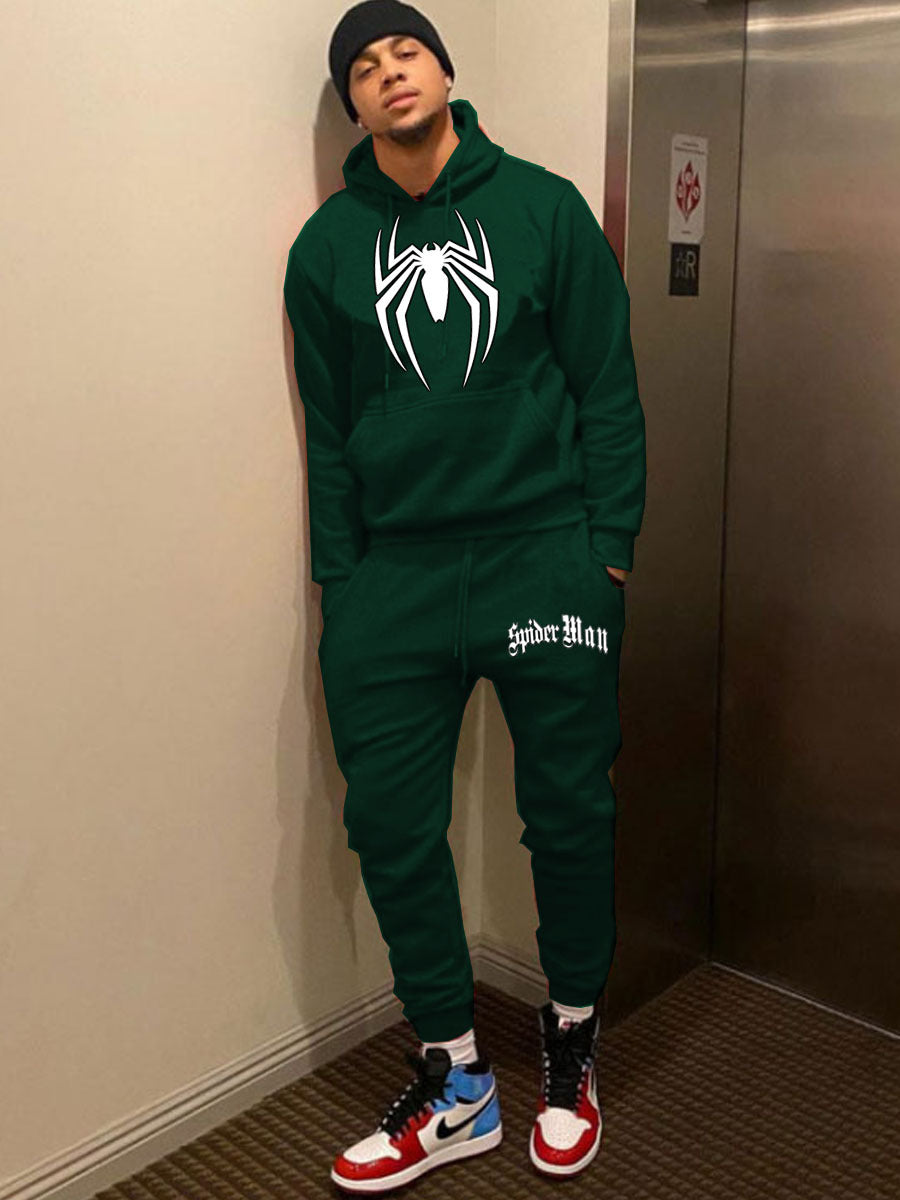 Men's sporty hoodie set and jogger pants with striking spider pattern Lune London