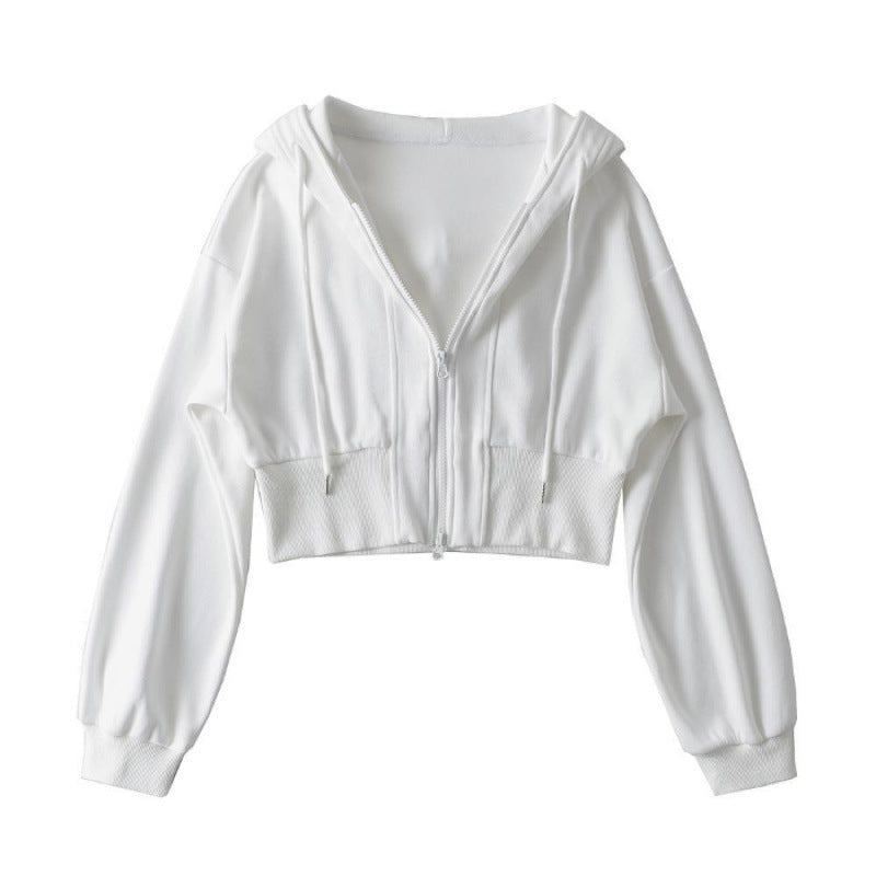 Women's cropped hoodie jacket with zipper and elastic cuffs Chic & Stil