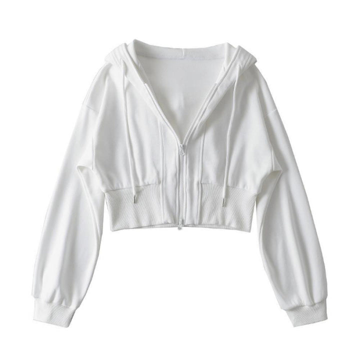 Women's cropped hoodie jacket with zipper and elastic cuffs Chic & Stil