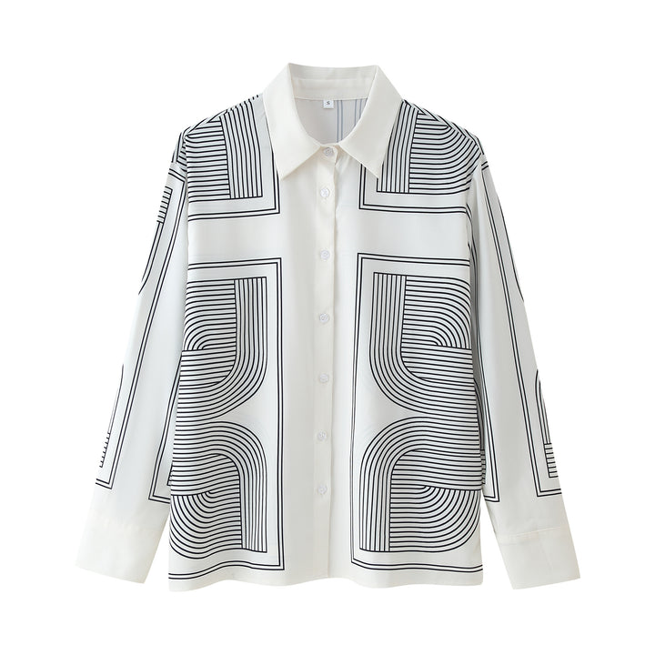 Women's set consisting of a casual shirt and wide pants with a geometric design Lune London