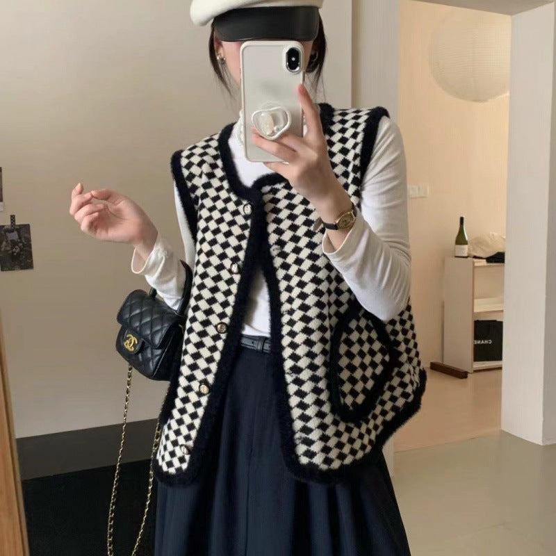 Gilet tricoté à la mode pour femmes avec motif graphique Chic & Stil
