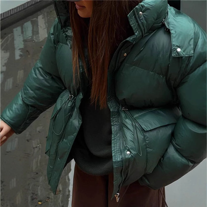 Ladies oversized down jacket with high collar and pockets Lune London