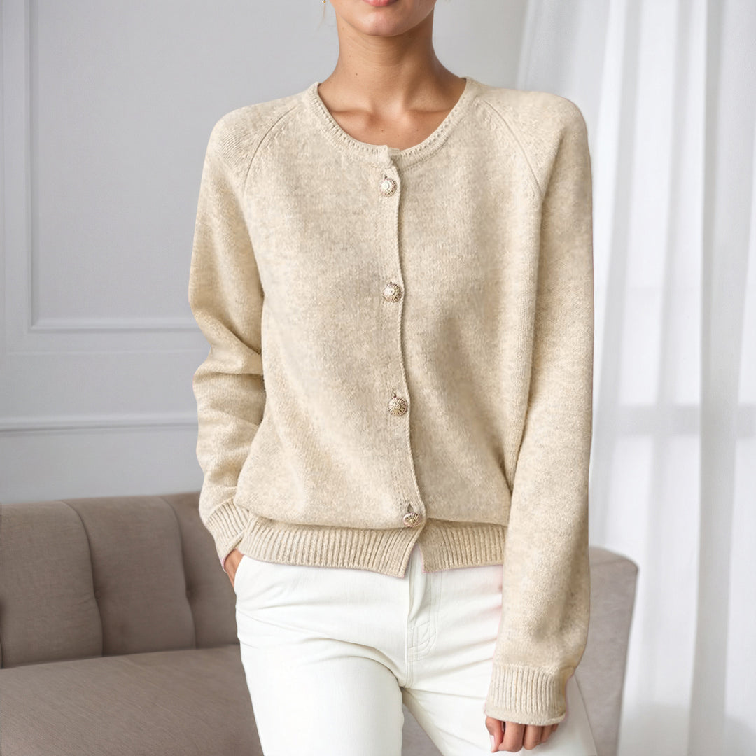 Soft knit cardigan for women with button details and elastic cuffs Lune London
