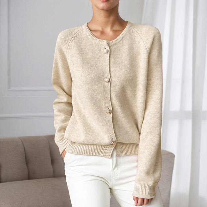 Soft knit cardigan for women with button details and elastic cuffs Lune London