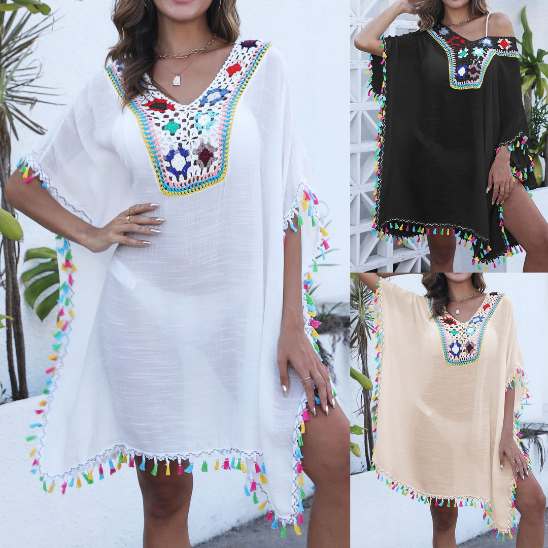 Ladies fringes border crochet beach wrap Lune London