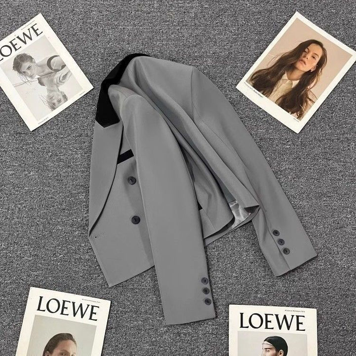 Veste blazer cropped à double boutonnage tendance pour femmes Chic & Stil