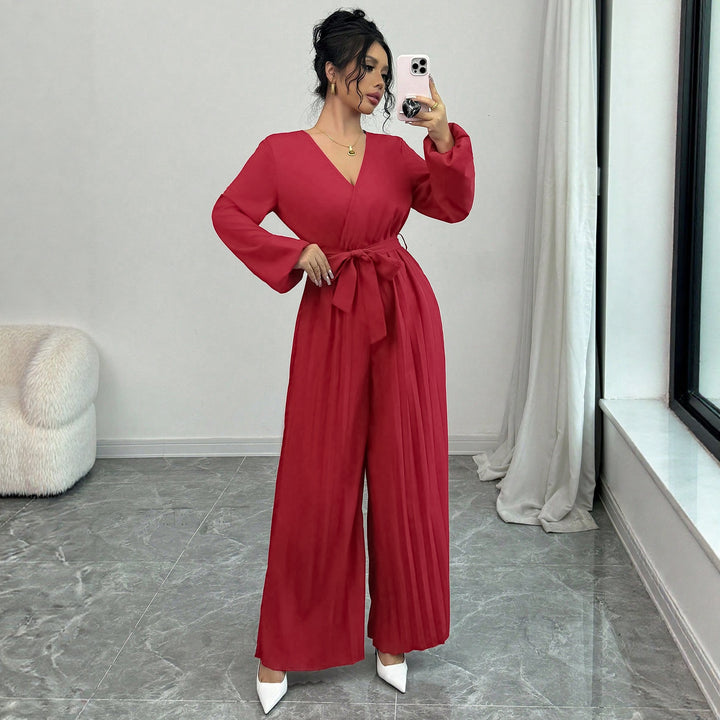 Women’s jumpsuit with pleats and belt Lune London