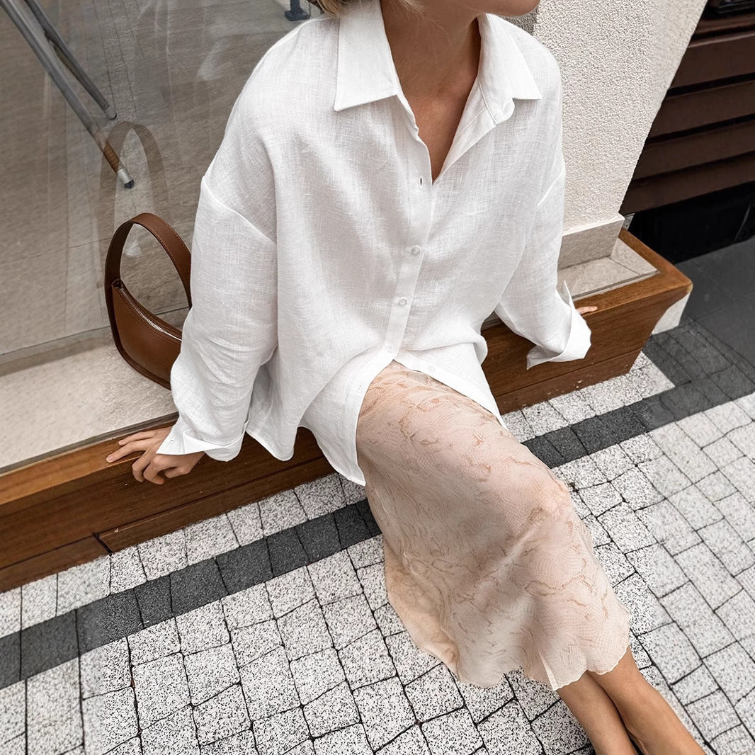 Lune London oversized linen button-up shirt for women