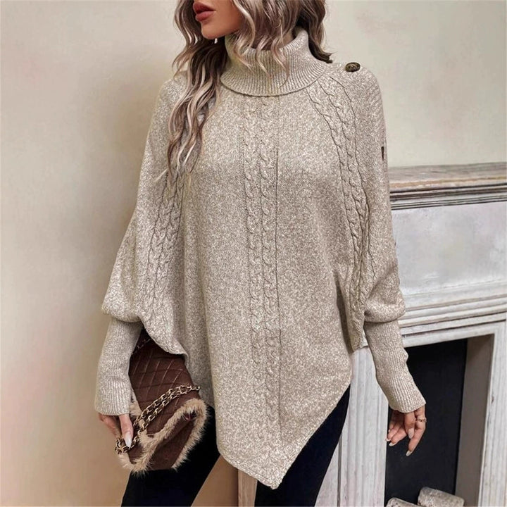 Knit sweater for women with high collar and decorative buttons Lune London