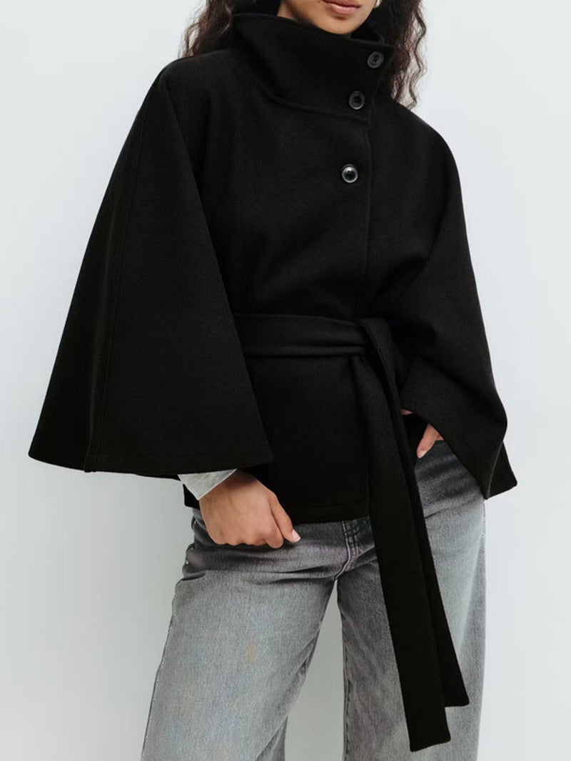 Ladies modern wrap jacket with loose fit and high collar Lune London