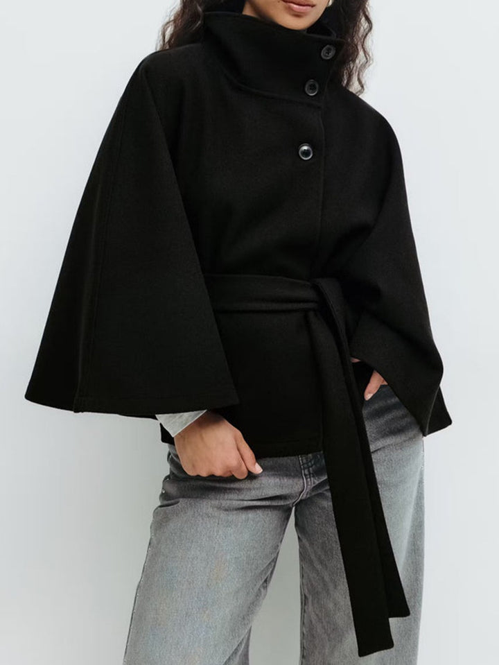 Ladies modern wrap jacket with loose fit and high collar Lune London