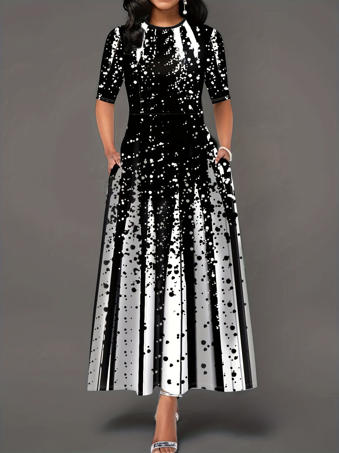Maxi dress for women with creative splash pattern Lune London