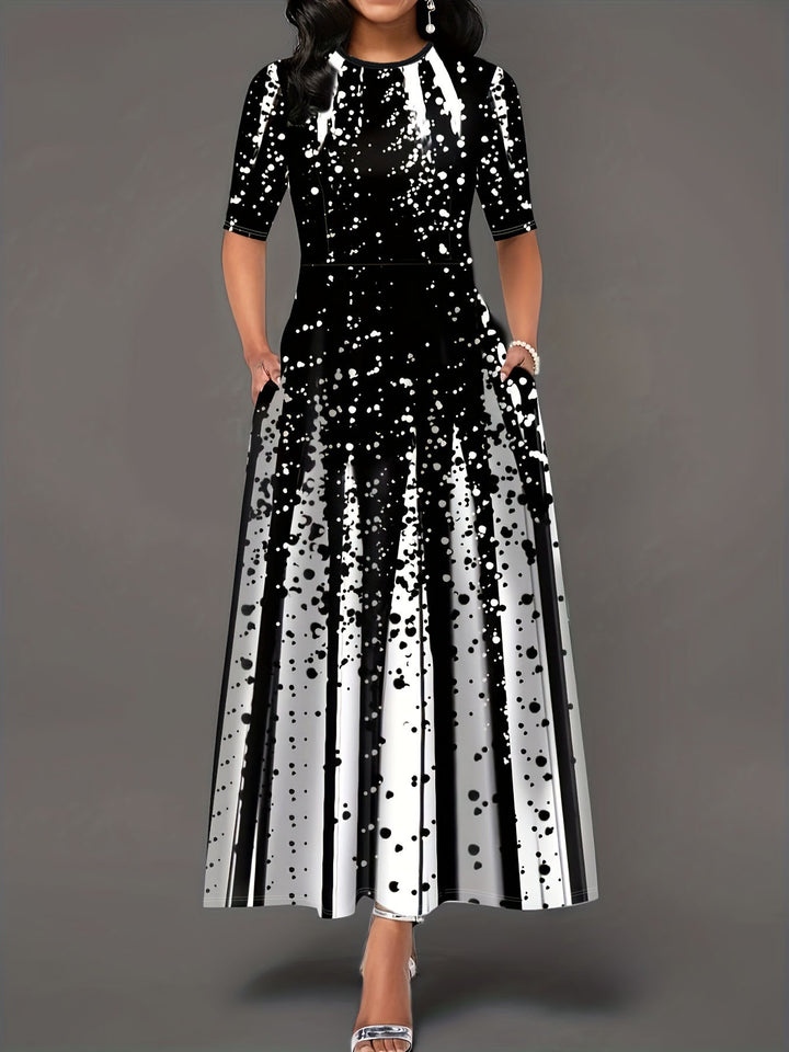 Maxi dress for women with creative splash pattern Lune London