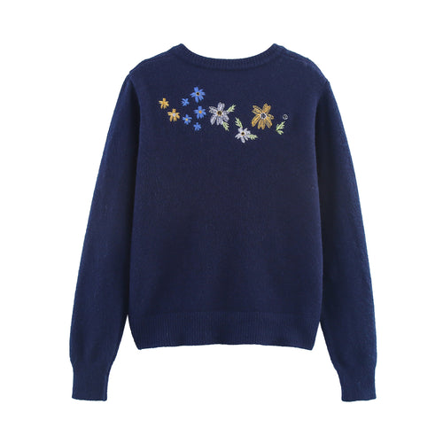 Knitted jacket for women with floral embroidery Lune London