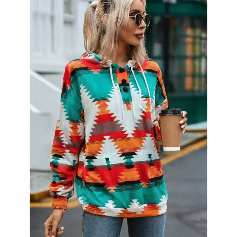 Ladies Relaxed Fit Bohemian Graphic Hoodie Lune London