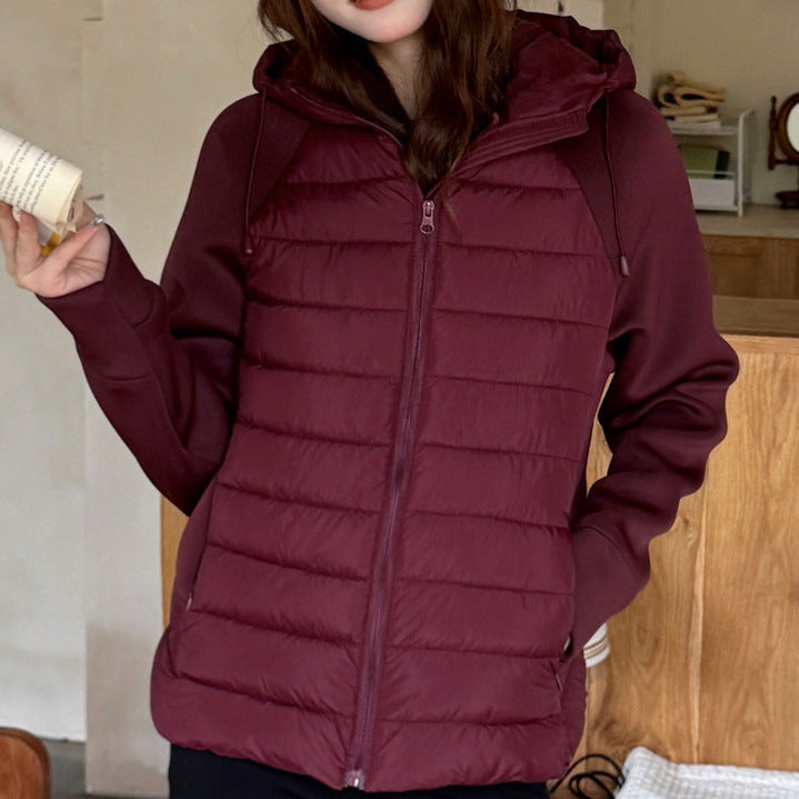 Ladies innovative hybrid jacket with high collar and detachable hood Lune London