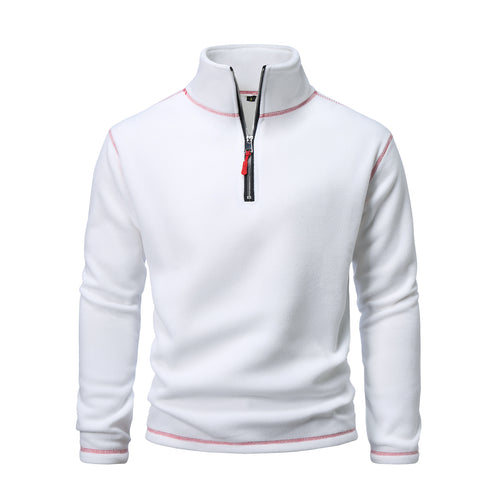 Fleece pullover for men with high collar and half-zip Lune London