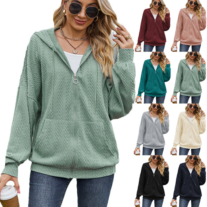 Ladies Oversized Hoodie with Textured Pattern and Practical Pockets Lune London