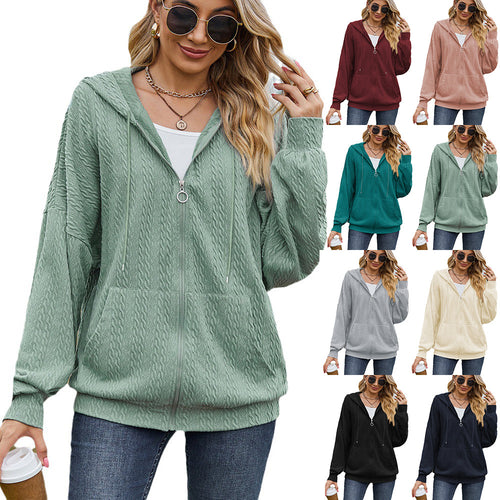 Ladies Oversized Hoodie with Textured Pattern and Practical Pockets Lune London