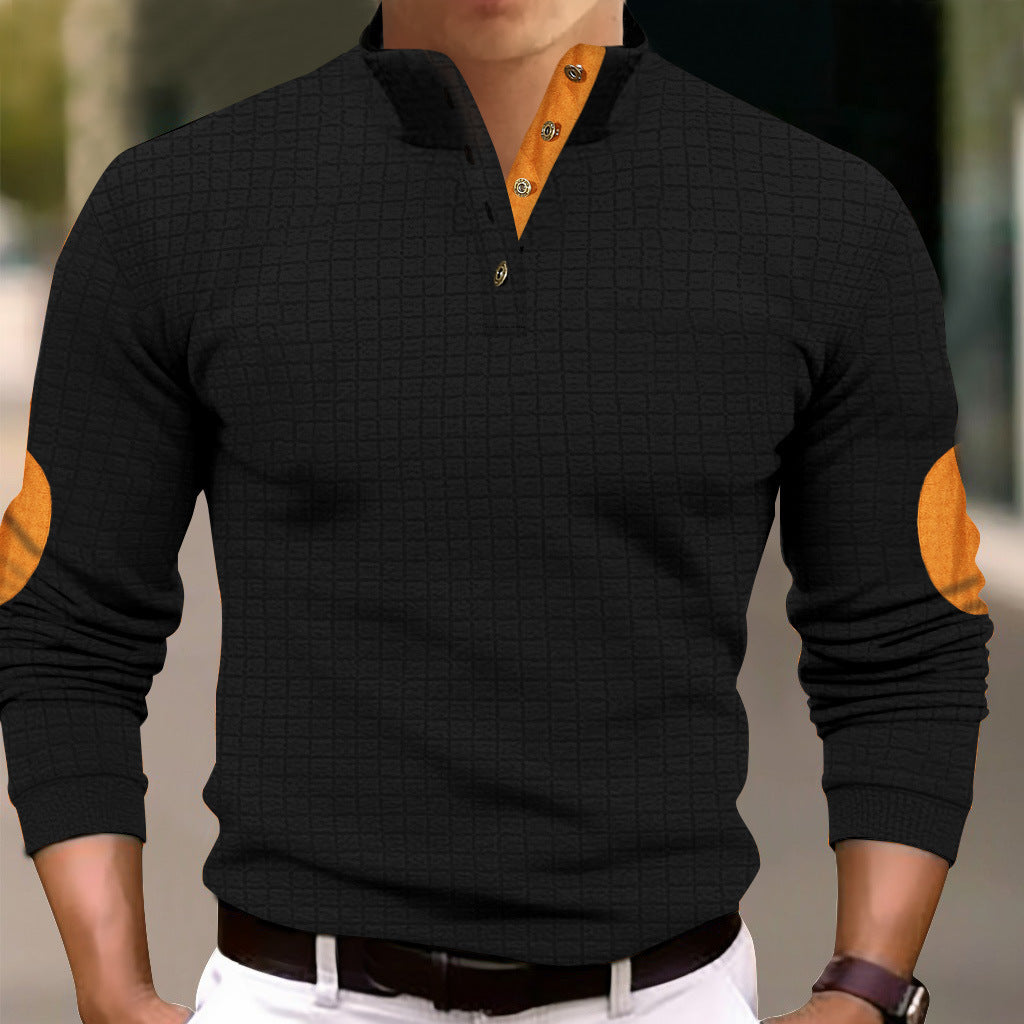 Men's Comfortable Sweatshirt with Button Placket and Contrasting Elements Lune London