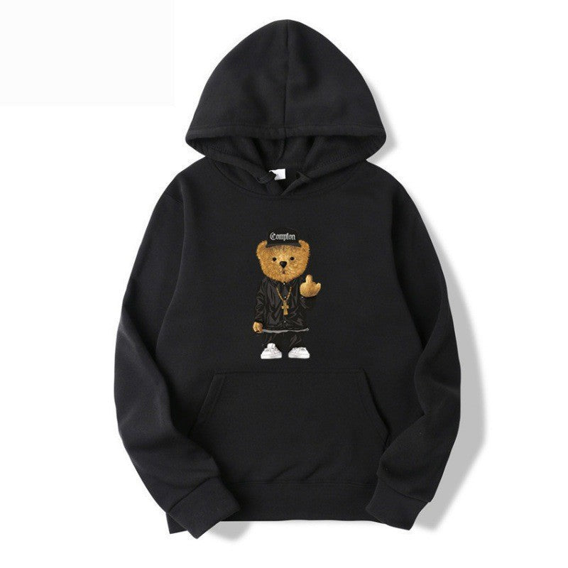 Women’s hoodie with artistic bear design and kangaroo pocket Chic & Stil