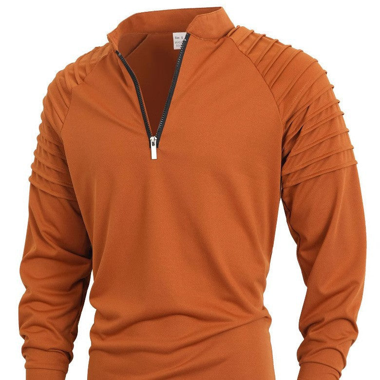 Men's long sleeve shirt with modern high collar and zipper Lune London