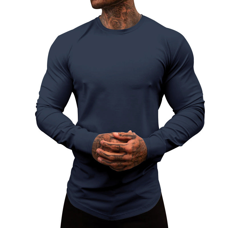 Men's Long-Sleeve Shirt Made Of Soft Stretchy Cotton Blend with Round Neckline Lune London