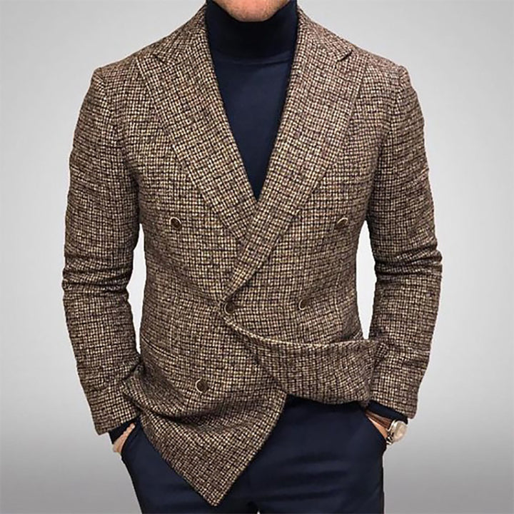 Elegant men's blazer with double-breasted modern tartan Lune London