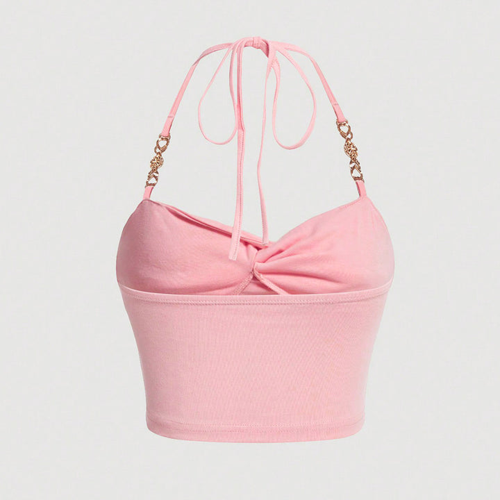 Cute court top for women with a fun knot and decorative strap embellishments Chic & Stil