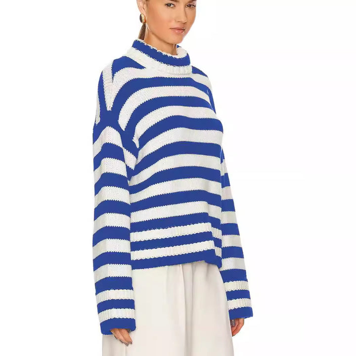 Pullover court pour femmes avec larges rayures Lune London