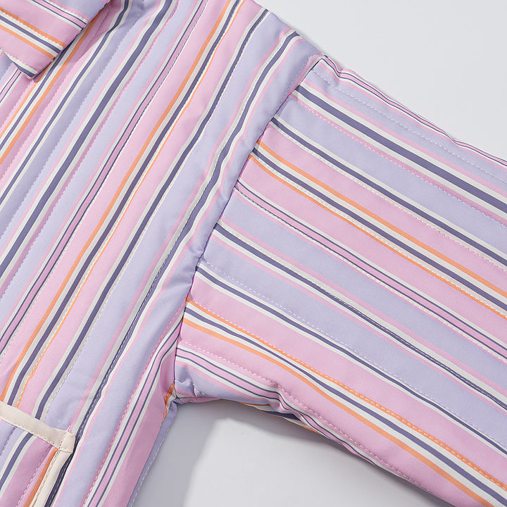Striped transition jacket for women with practical pockets and modern high collar Lune London