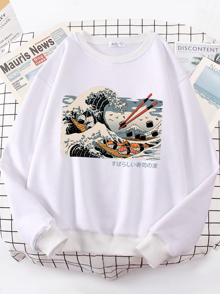 Sweat-shirt femme avec design de vague artistique et coupe confortable Chic & Stil