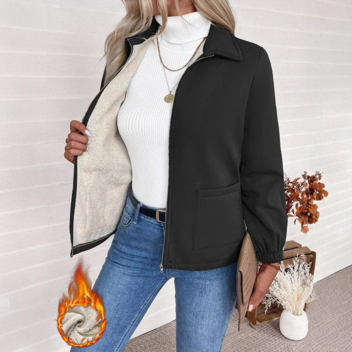 Casual zip-up jacket for women with practical side pockets and elastic cuffs Lune London