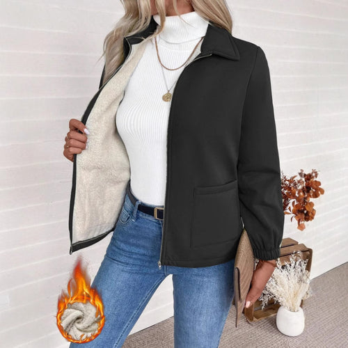 Casual zip-up jacket for women with practical side pockets and elastic cuffs Lune London