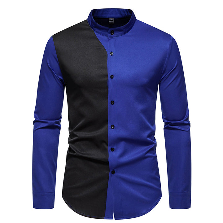 Elegant long sleeve shirt for men with a nice chic color block design