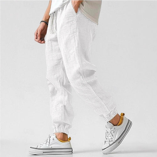 Men's Comfortable Linen Pants with Elastic Waistband and Side Pockets Lune London