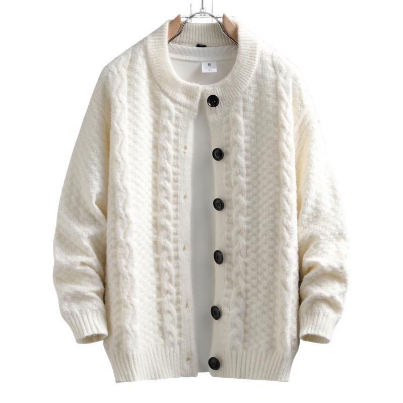 Women knitted cardigan with twisted pattern and buttons down the entire length Lune London