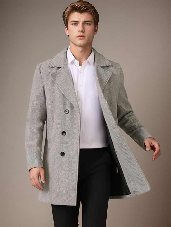 Elegant reversible coat for men with double-breasted buttons and hidden belt Lune London