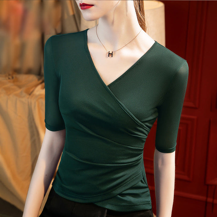 Women's Wrap Top with Sophisticated Draping and Figure-Friendly Cut Lune London