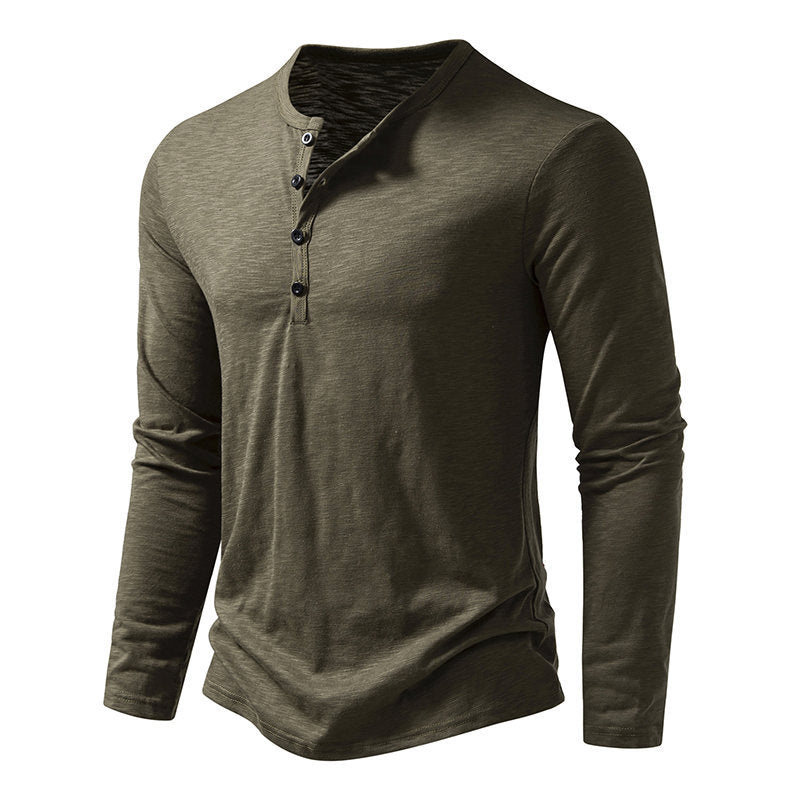 Men's long sleeve T-shirt with V-neck, no buttons and breathable fabric Lune London