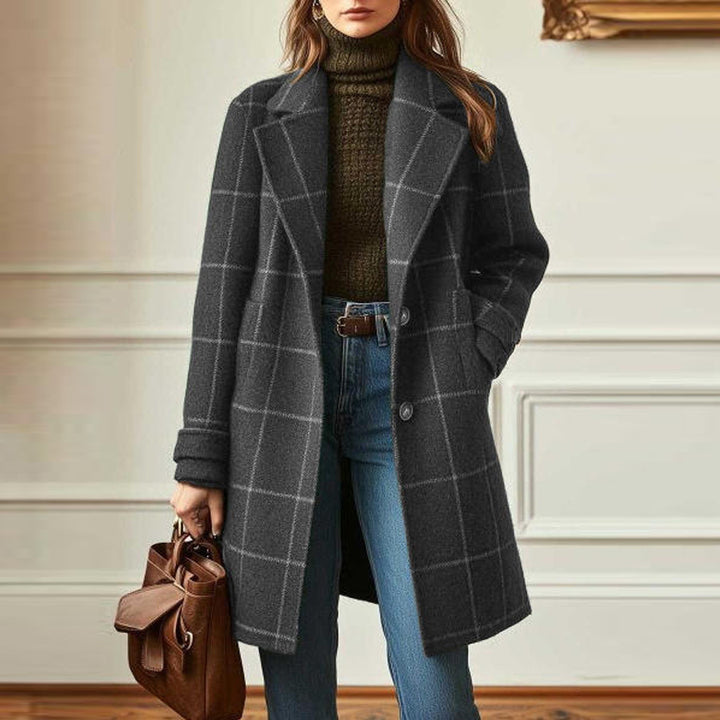 Manteau en laine à carreaux pour femmes Chic & Stil