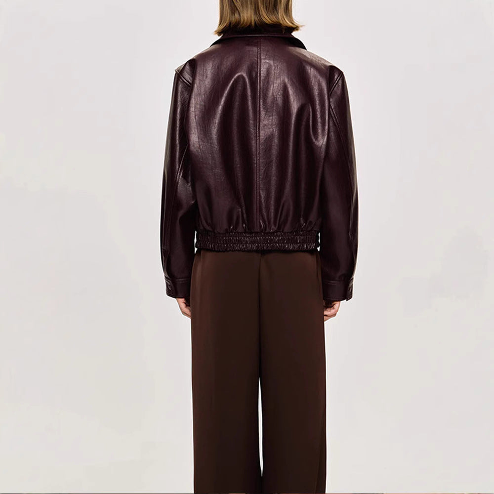 Faux leather jacket for women with a trendy cut and an elastic waist Lune London