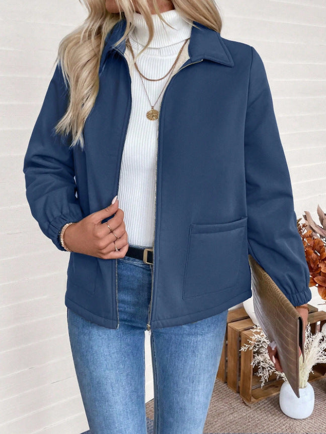 Casual zip-up jacket for women with practical side pockets and elastic cuffs Lune London