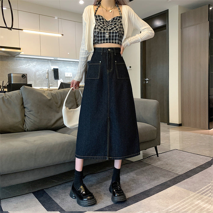 Jupe en denim longue pour femme avec poches pratiques Chic & Stil