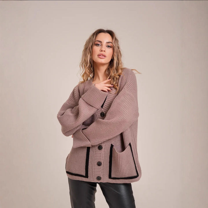 Knitted jacket for women with trendy cut and practical buttons Lune London