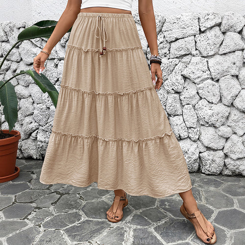 Lune London adjustable waist ruffled fluid maxi skirt for ladies