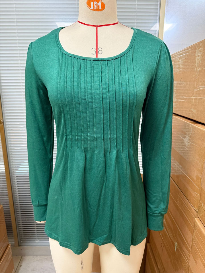 Long sleeve women's T-shirt with decorative pleats Lune London