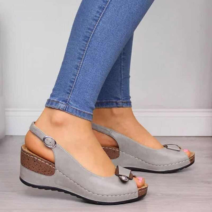 Open back wedge heel sandals for women Lune London